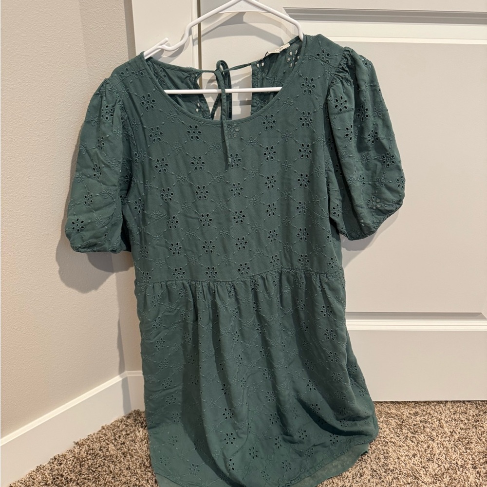 American Eagle Outfitters Teal Eyelet Dress